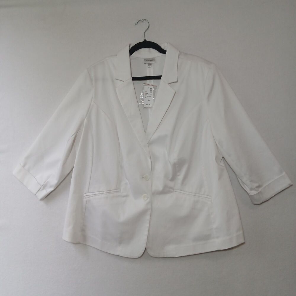 NWT AVENUE Stretch Blazer White Workwear Plus Size 18 Dressy Professional #925